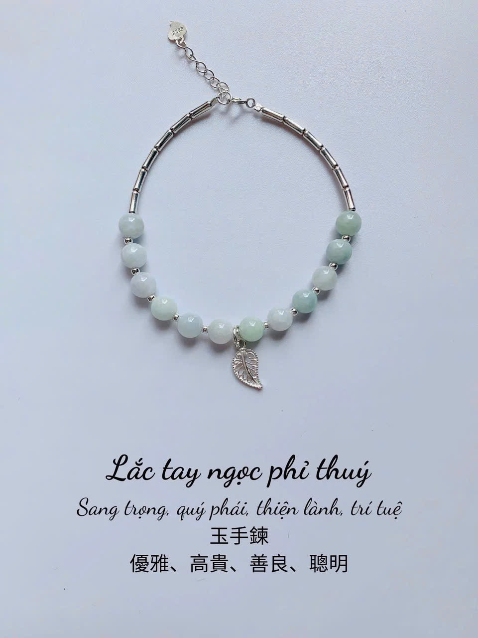 Lắc tay Phỉ Thúy mix charm bạc